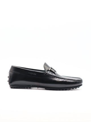Tods Polished Leather Metal Buckle Driving Loafers