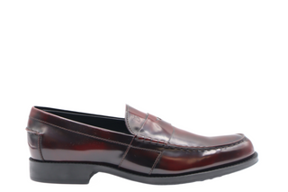Tods Burgundy Polished Leather Penny Loafers