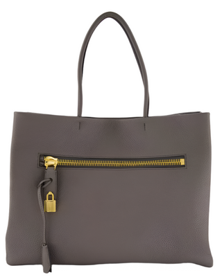 Tom Ford Grained Leather Zip Tote Bag with Padlock
