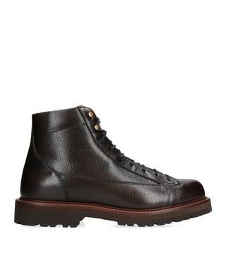 Brunello Cucinelli Mens Leather Boots in Dark Brown