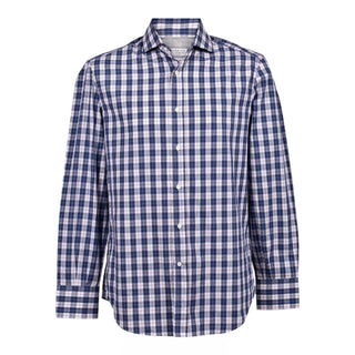 Brunello Cucinelli Ocean Blue Gingham Cotton Button-Up Shirt