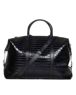 Tom Ford Croc-Stamped Leather Holdall with Detachable Strap