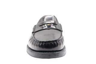 Tods Polished Leather T-Coin Penny Loafers Black