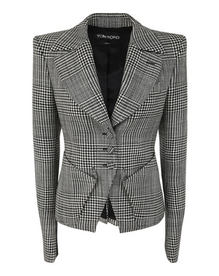 Tom Ford Houndstooth Peaked Lapel Tailored Blazer