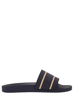 Brunello Cucinelli Molded Rubber Contrast-Stripe Slide Sandals