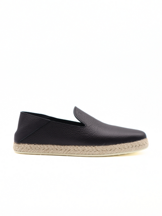 Tods Grained Leather Folding-Back Espadrille Loafers Navy