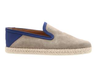 Tods Grey Suede Navy Trim Espadrille