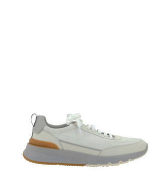 Brunello Cucinelli Logo Embossed Lace-Up Sneakers In White