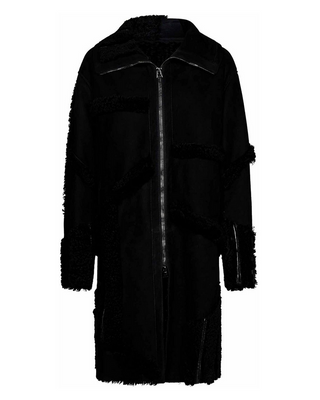 Tom Ford Suede Shearling-Trim Zippered Coat Black