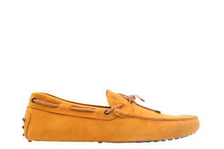 Tods Orange Suede Laced Braided Gommino Driver Shoe