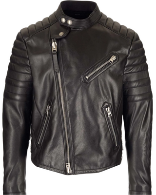 Tom Ford Leather Quilted-Panel Asymmetric Biker Jacket