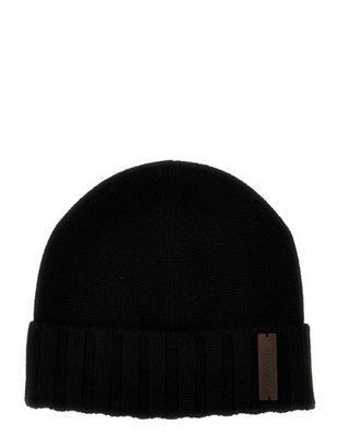 Zegna Knit Beanie with Logo Patch