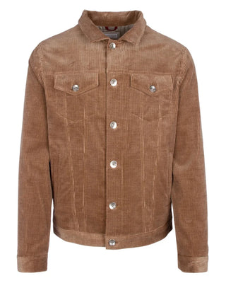 Brunello Cucinelli Corduroy Point-Collar Buttoned Jacket Brown