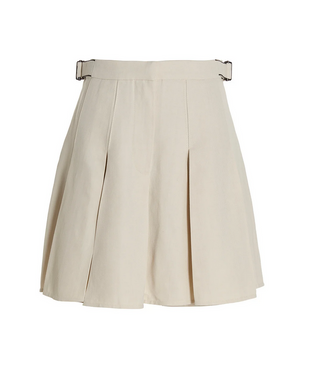 Brunello Cucinelli Buckle-Detailed Pleated Mini Skirt in White