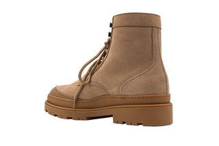 Brunello Cucinelli Suede Lace-Up Combat Boots with Lug Sole