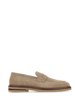 Brunello Cucinelli Round Toe Penny Loafers In Light Brown