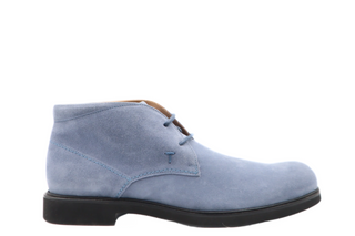 Tods Light Blue Suede Lace-Up Chukka Boots