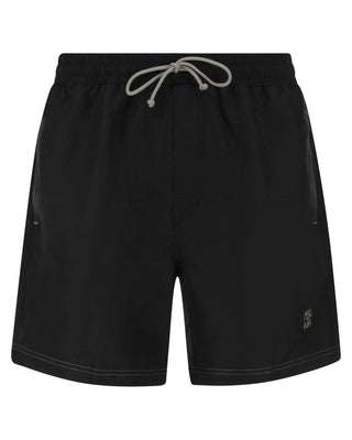 Brunello Cucinelli Technical Fabric Embroidered Logo Swim Trunks
