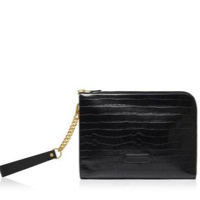 Tom Ford Tom Ford Crocodile-Effect Leather Zip Clutch Bag