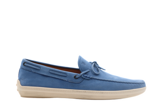 Tods Pebbled Leather Laccetto Driving Loafers Light Marlin Blue