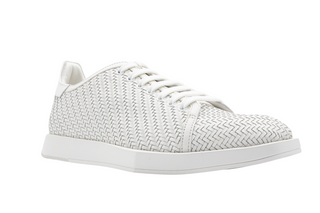 Berluti Woven Leather Lace-Up Low-Top Sneakers White
