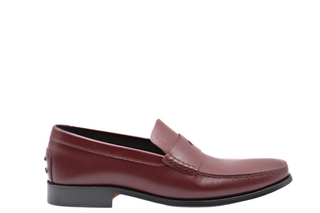 Tods Burgundy Ruched Leather Mocassino Loafers
