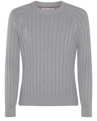 Brunello Cucinelli Ribbed Knit Round-Neck Raglan Sweater