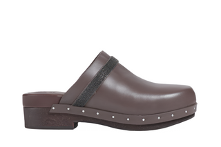 Brunello Cucinelli Leather Embellished Studded Clog Mules