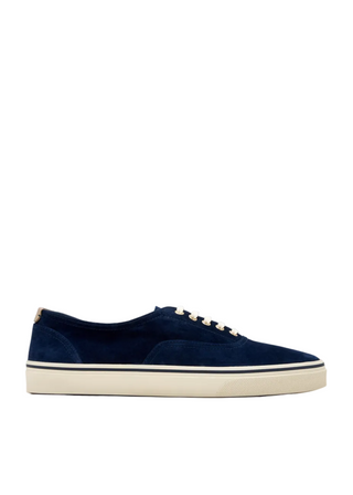 Brunello Cucinelli Mens Reversed Calfskin Sneakers in Navy