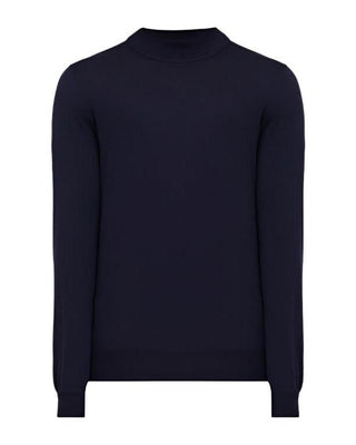 Brunello Cucinelli Cashmere and Wool Mock Neck Jumper in Navy