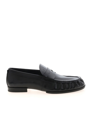 Tods Polished Leather Penny Loafers with Gathered Toe