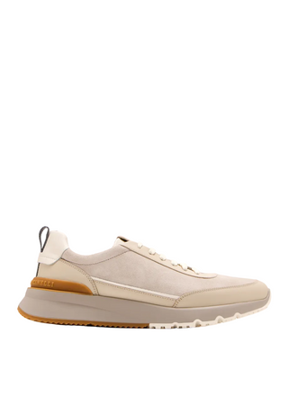 Brunello Cucinelli Logo Embossed Lace-Up Sneakers In Beige