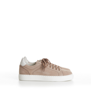 Brunello Cucinelli Taupe Suede Low-Top Sneakers with White Sole
