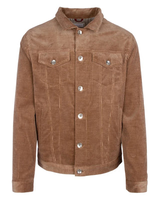 Brunello Cucinelli Corduroy Point-Collar Buttoned Jacket Brown