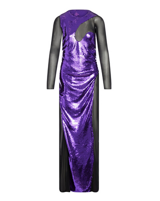 Tom Ford Sequin and Mesh Asymmetric Maxi Dress