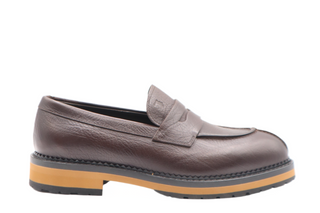 Tods Brown Grained Leather Platform Loafers