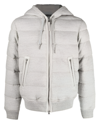 Tom Ford Fleece-Effect Hooded Puffer Jacket Light Gray