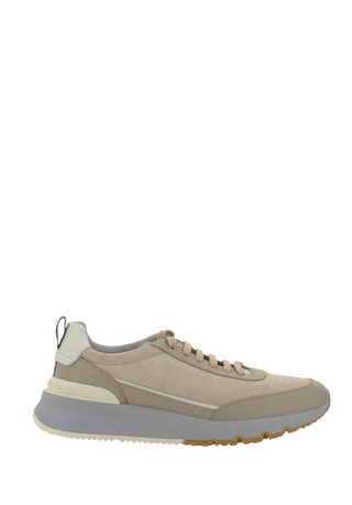Brunello Cucinelli Logo Embossed Lace-Up Sneakers In Oat