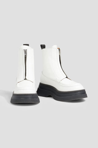 GANNI LEATHER PLATFORM ANKLE BOOTS - Size 37