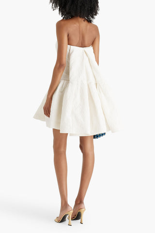 OSCAR DE LA RENTA STRAPLESS PLEATED CLOQU MINI DRESS - Size 12