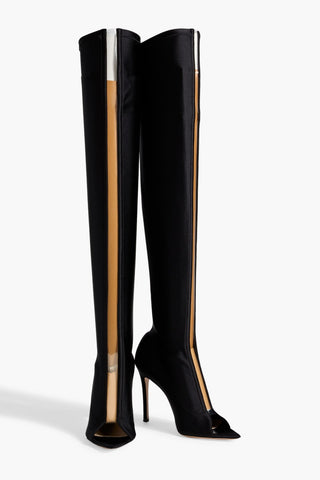 GIANVITO ROSSI HIROKO PVC AND SATIN OVER-THE-KNEE BOOTS - Size 37
