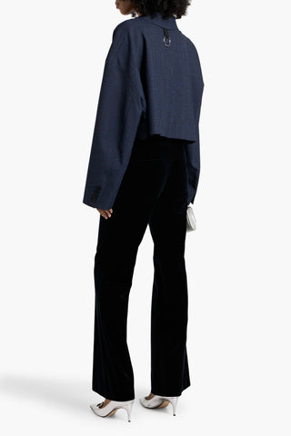 THEORY COTTON-BLEND VELVET WIDE-LEG PANTS - Size 2