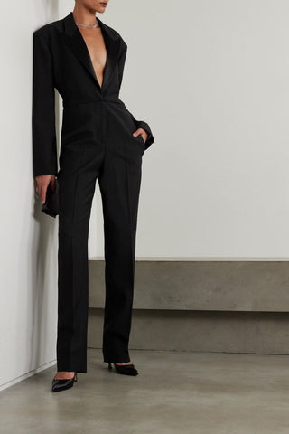 STELLA MCCARTNEY SATIN-TRIMMED WOOL JUMPSUIT - Size 34