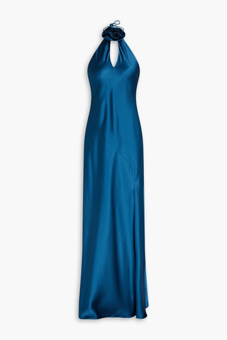 NICHOLAS SATIN HALTERNECK MAXI DRESS - Size 2