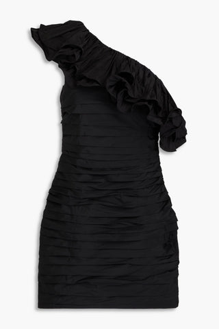 REBECCA VALLANCE CHLOE ONE-SHOULDER RUFFLED TAFFETA MINI DRESS - Size 16