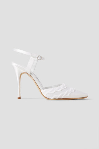 MANOLO BLAHNIK AYMA 105 GROSGRAIN-TRIMMED SATIN PUMPS - Size 37