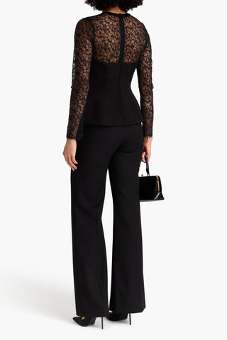 SIMKHAI PRIMA CORDED LACE-PANELED CLOQU PEPLUM TOP - Size 6