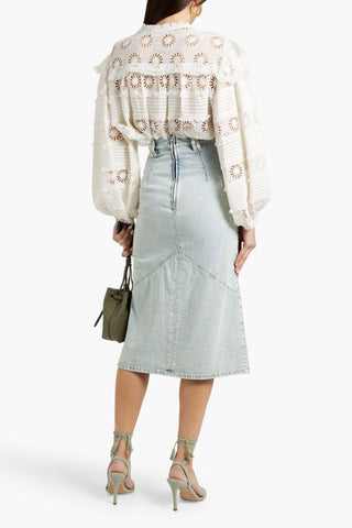 ISABEL MARANT POMANO FADED DENIM MIDI SKIRT - Size 34
