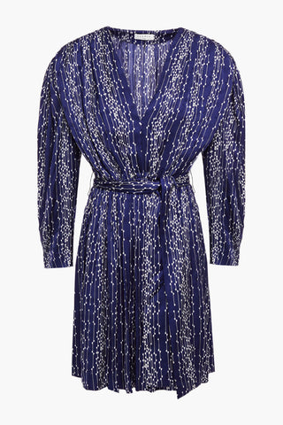SANDRO GATHERED PRINTED SATIN-JACQUARD MINI DRESS - Size 38