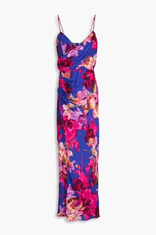 NICHOLAS WRAP-EFFECT FLORAL-PRINT TWILL MAXI DRESS - Size 4